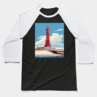 Blackpool Tower Lancashire West Bretton United Kingdom Vintage Travel Tourism Art Baseball T-Shirt